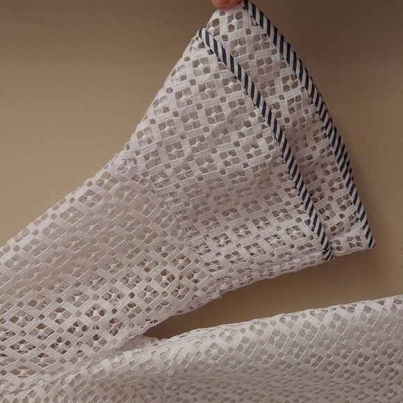 DRAPER JAMES Gingham Lattice Bell Sleeve Pullover Top in Magnolia White - Picture 7 of 14